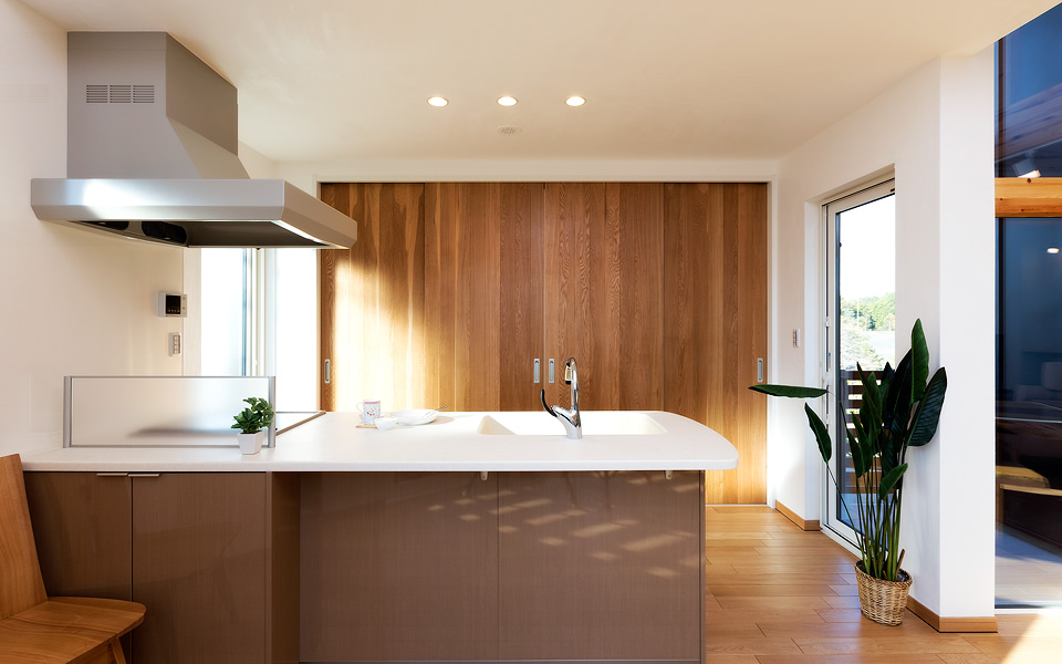 景色を生かしたカーテンウォールがある家の写真5